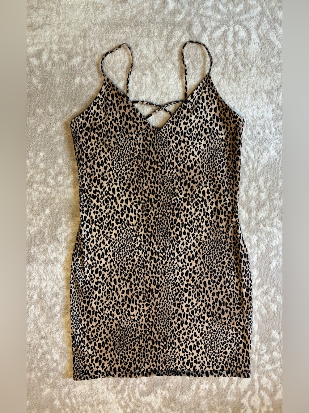 Forever 21 - Animal-Print Dress Stretchy Crisscross Spaghetti Strap Fitted Dress
